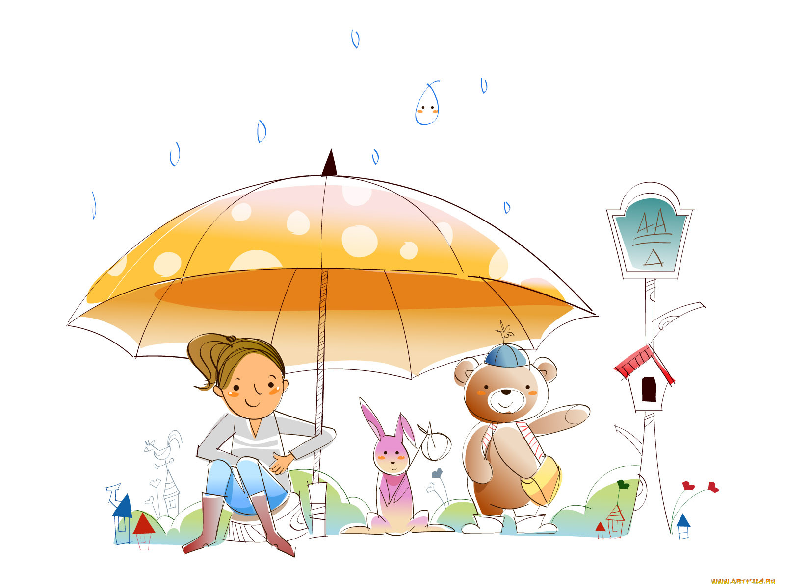 Фон зонт дети
